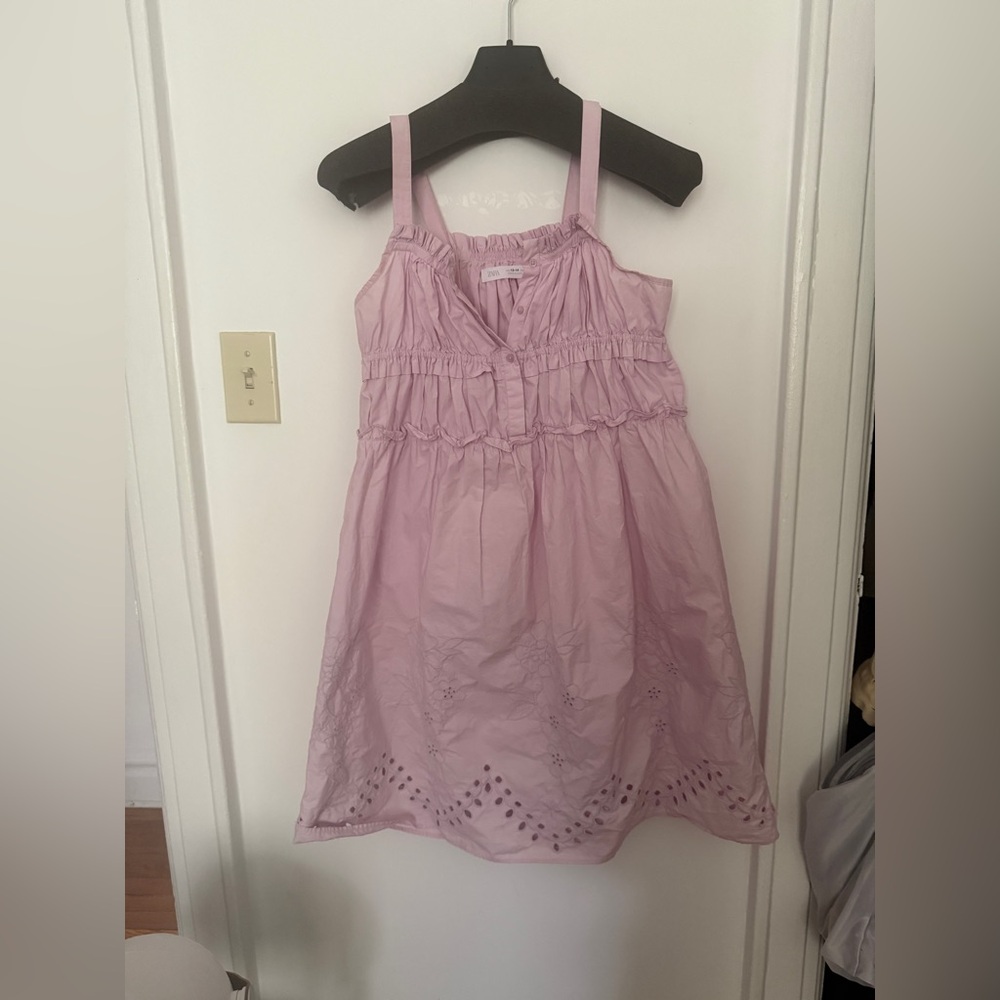 EUC Zara big girls 13-14yo cotton poplin emb midi dress